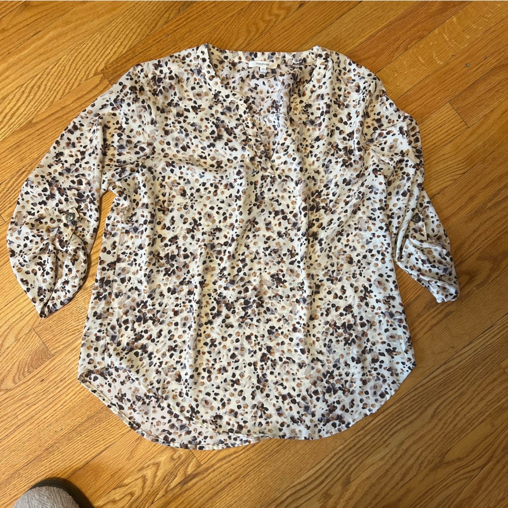 Maurices Cream Long Sleeve Relaxed Blouse